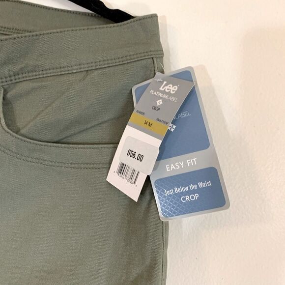 Lee Platinum Cropped Pants Palm Leaf Green Stretch Sz 14 NWT Gorgeous - Picture 3 of 6